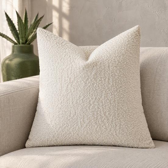 Textured Cushion Cover Boucle Cover, Cozy Throw Pillow Case, Decorative Solid Color for Sofa Couch Living Room Bedroom, 18 x Inch Cases