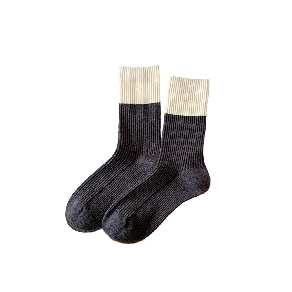 Striped Socks, Women's Pile Socks, Warm Cashmere Socks for Autumn and Winter, Mid-calf Socks, School Style, Versatile Long Socks