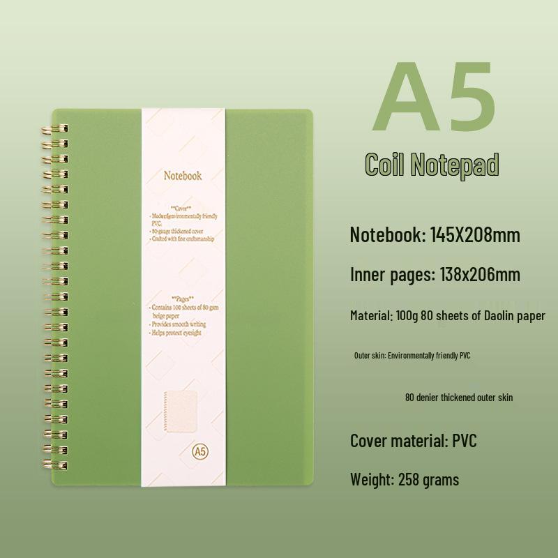 Custom Detachable Coil Notebook - A5 Student Diary зелёный