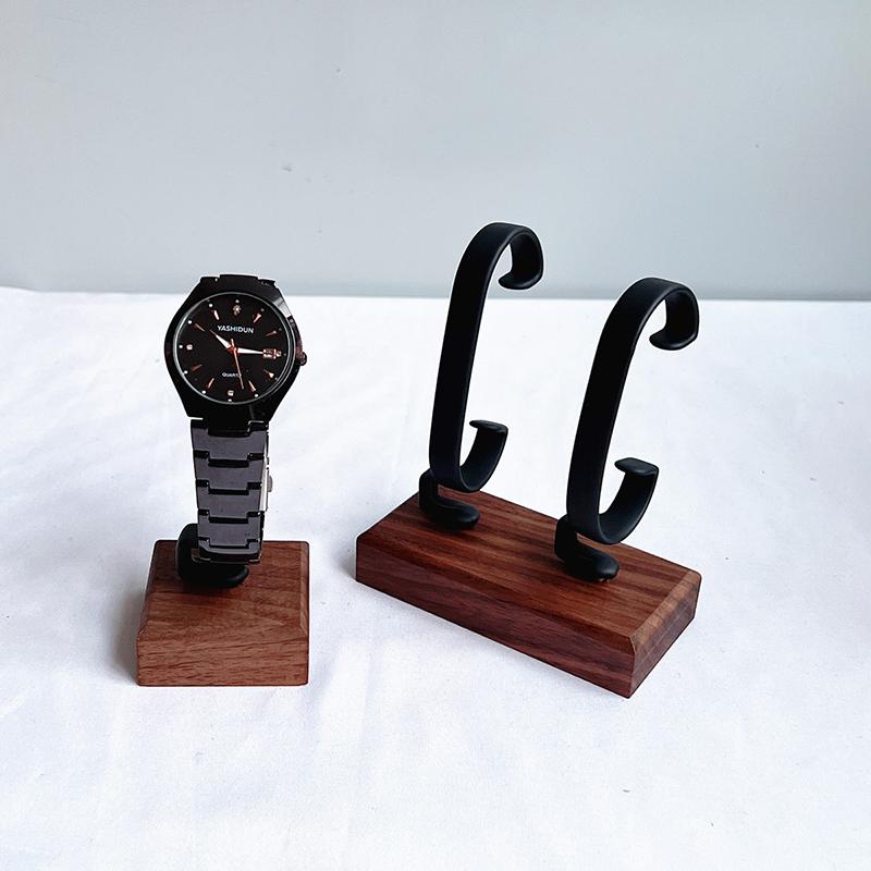 Wooden C-Shaped Watch Holder Jewelry Organizer Display Stand For Bracelet Ring Earring Watch Display Solidwood Watch Stand