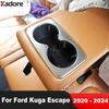 For Ford Kuga Escape     2024 Carbon Fiber Car Rear Seat Water Cup Holder Frame Cover Trim Interior Accessories