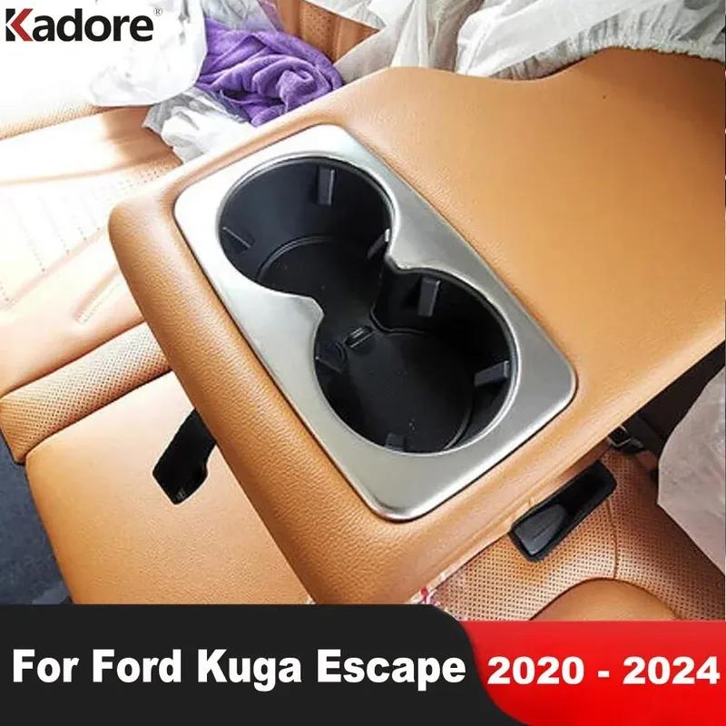 For Ford Kuga Escape 2024 Carbon Fiber Car Rear Seat Water Cup Holder Frame Cover Trim Interior Accessories