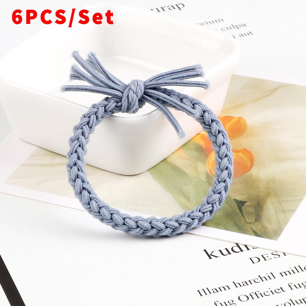 6pcs/set Solid Color Twist Rubber Band Basic Simple Elastic Headband For Thick Hair Girl Women Hair Accessories Scrunchie Holder