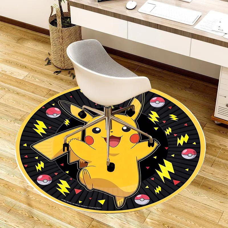 1pc Pikachu Lightning Bolt Round carpet, Made of Polyester,Perfect for Decorating Office Chairs, Living Rooms,Vibrant Decorative Rug