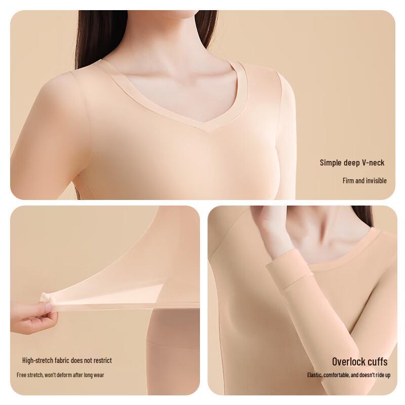 Gujin Women's V-Neck Antibacterial Thermal Base Layer Top