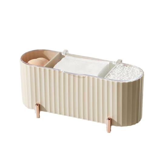 Kosmetik-Baumwoll-Aufbewahrungsbox mit durchsichtigem Deckel Staubdicht Großes Fassungsvermögen 3 Fächer Wattestäbchen Wattepads Halter Organizer Behälter