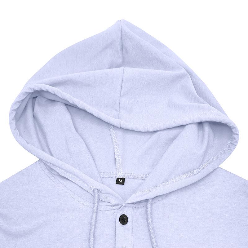 Men's Cross-border Henley Sport Hoodie: Short Sleeve Outdoor Running Fitness Top