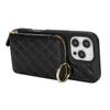 For iPhone 16 Pro Max Case Ring Holder Zipper Pocket Kickstand Leather Back Phone Cover with Shoulder Strap