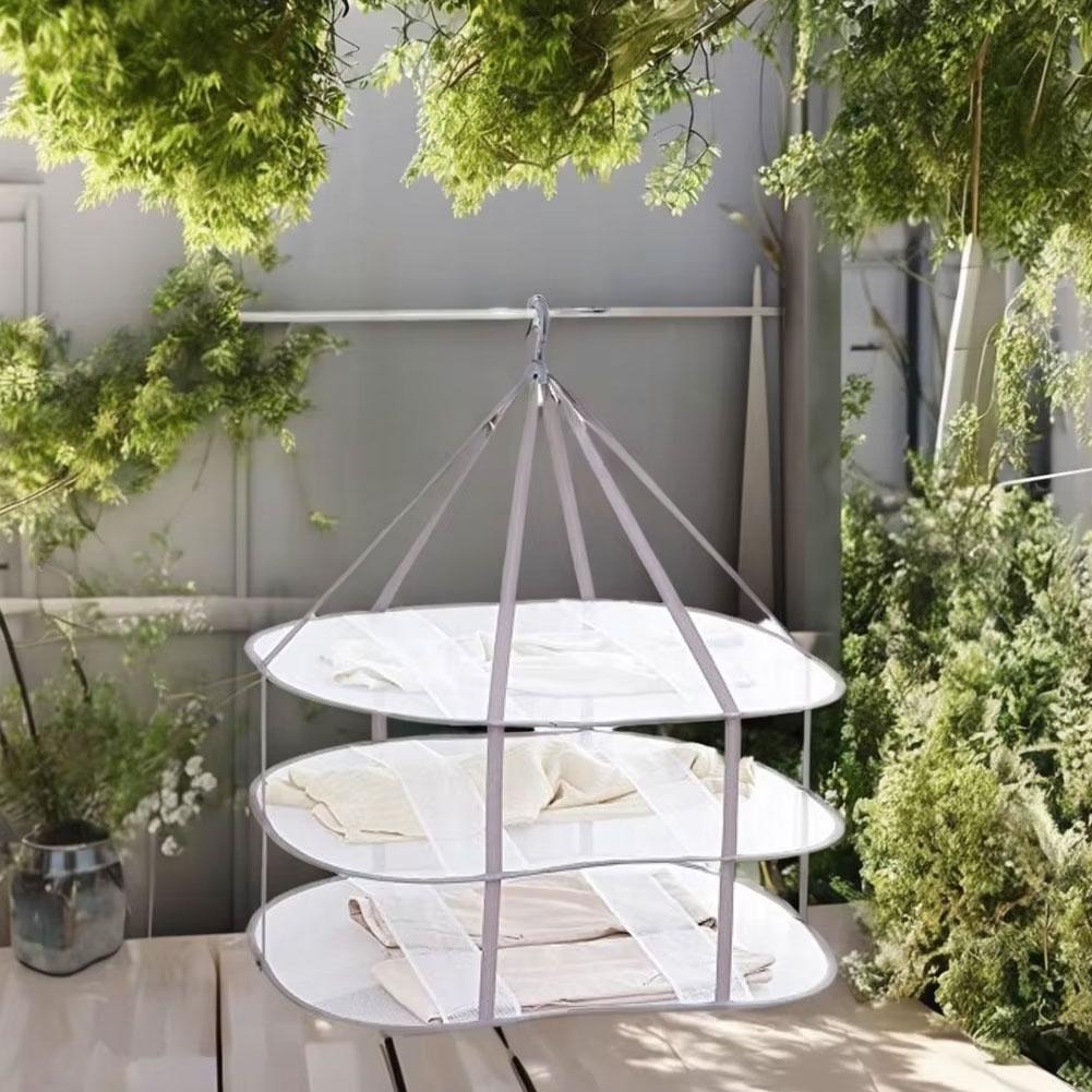 1/2/3 Layers Drying Net Drying Basket For Household Folding Clothing Net Sweater Top Anti Deformation Drying Racks