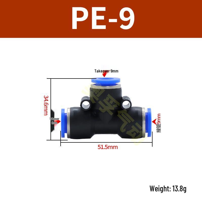 Pneumatická T-redukce rychlospojka pro PE trubky (4-14 mm)
