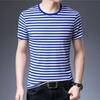 Sea Soul Shirt Oversized Stripe T-Shirt Crew Neck Man's Short Sleeved Top Breathable   Summer