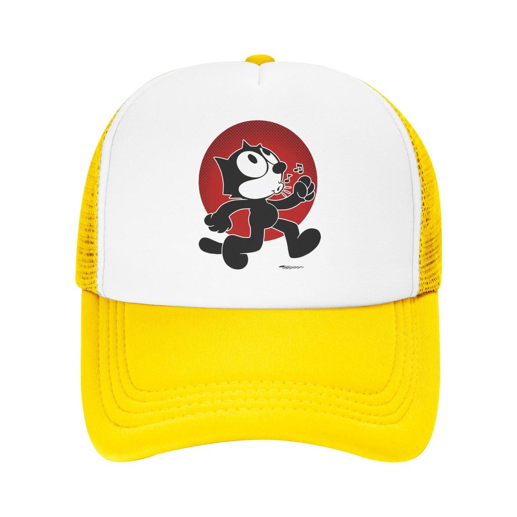 S Funny Felixed The Cat Trucker Caps Unisex Hat Sun Hats Sports Cap Adjustable Polyester Mesh Baseball Cap Summer