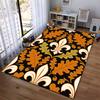 Fleur-de-Lis and Autumn Leaves Printed Carpet, Black and Orange Design Suitable for use as an anti-slip for living room bedroom sofas