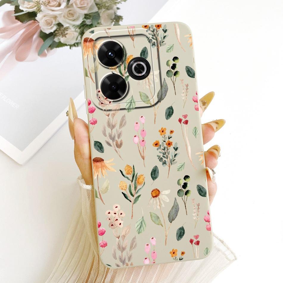 For Xiaomi Redmi 13X Cute Cat Flower Cartoon Phone Case For Redmi 13X Shockproof Soft Silicone Covers Bumpers