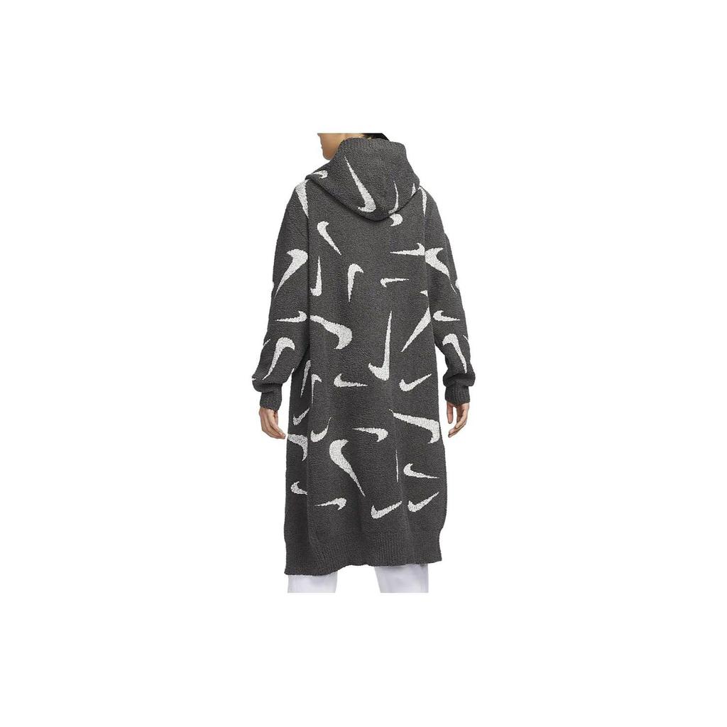 Nike Sportswear Phoenix Cozy Bouclé All Over Print Hooded Loose Long Knit Sweater Women Sweater Medium-Gray FD4283-254