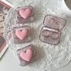 Transparent Bow Lenses Case Pink Eye Care Container Box Portable Cosmetic Contact Lenses Box