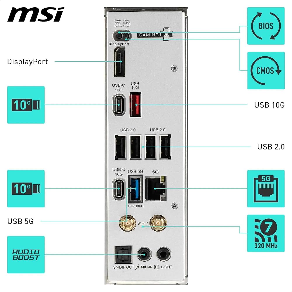 MSI B850 Gaming Plus WiFi Motherboard, ATX - Supports AMD Ryzen 9000/8000/7000 Processors, AM5 - DDR5 Memory Boost 8200+ MT/s (OC), PCIe 5.0 X16 & 4.0