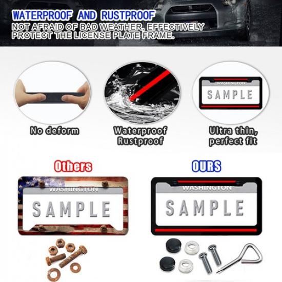 2pcs Metal Red Line Car License Plate Frame Tag Covers Fit for Honda Accessories