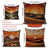 2D Western Desert Sunset Throw Pillow Covers Pattern Cushion Cover Suitable For Sofa Bedroom Car Pillow Cover