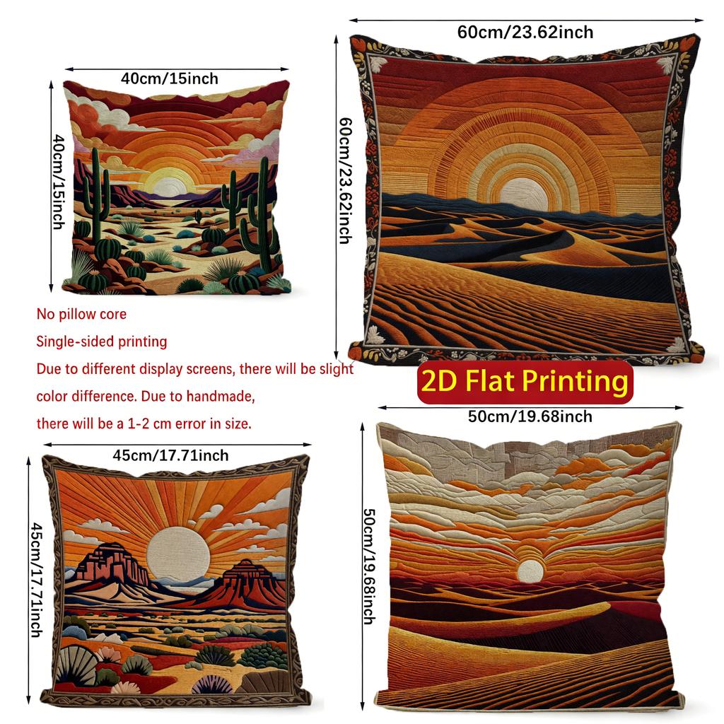 2D Western Desert Sunset Throw Pillow Covers Pattern Cushion Cover Suitable For Sofa Bedroom Car Pillow Cover