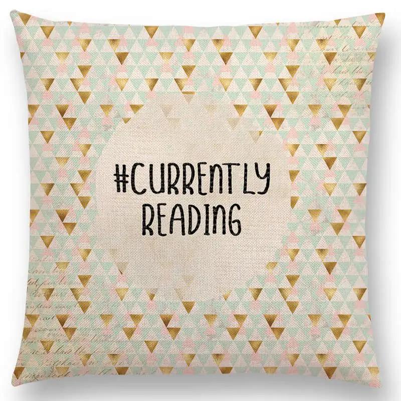Tea Reading Books Pillow Case Home Decor Linen/cotton Cushion Cover Designer Pillow Cover for Sofa Bedroom Housse De Coussin