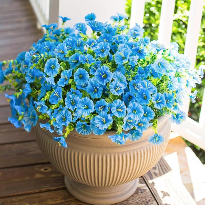 Artificial Morning Glory and Eucalyptus Flower Bouquet Outdoor Garden Decoration 35CM Fake Plant Home Party Decoration