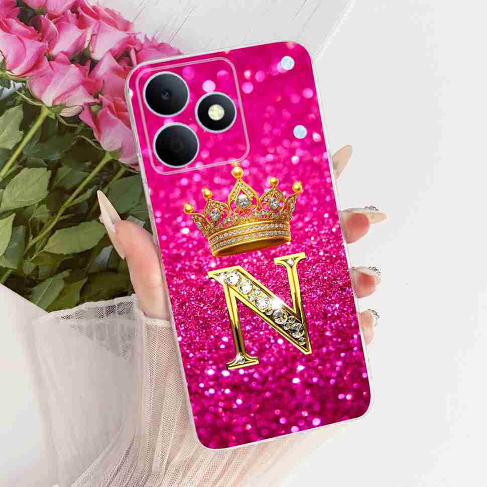 For Realme Note 80 4G RMX5388 Case New Letter Crown A-Z TPU Back Cover For Realme Note80 NOTE 80 4G Phone Protection Cases