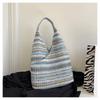 New Fashion Casual Bag Large Capacity Shoulder Bag Women's Handbag Woven Bag Striped Bag Tote Bag