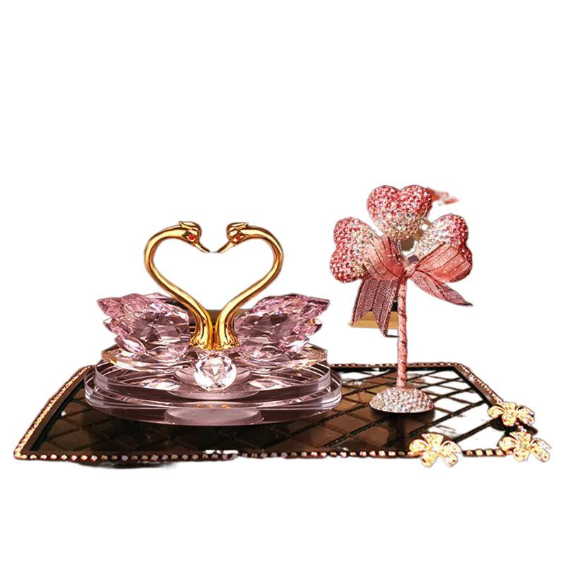 Crystal Swan Car Air Freshener - Deluxe Interior Ornament Set for Women