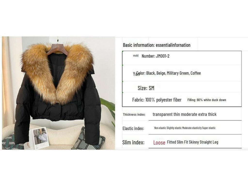 Women's Winter Down Jacket with Real Fox Fur Collar - Petite to Extra Large