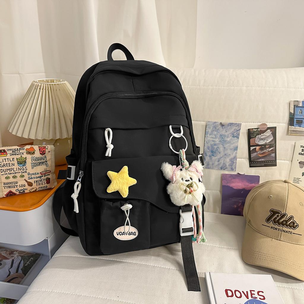Schoolbag Japanese ins high value fresh and sweet backpack large capacity lightweight backpack contrasting color junior high school student schoolbag