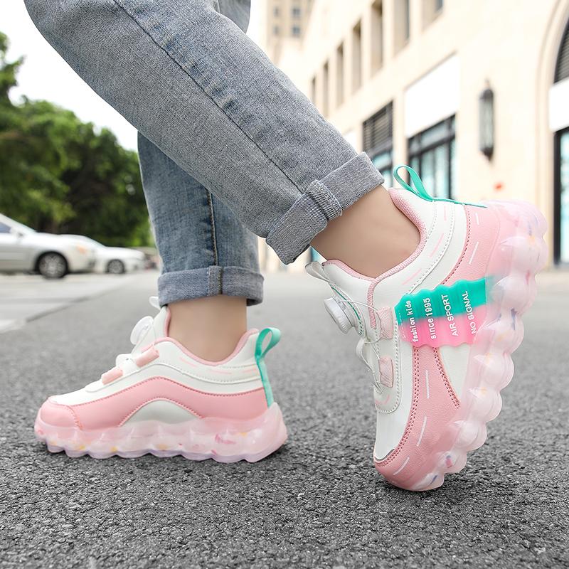 Розовые водонепроницаемые кроссовки из искусственной кожи для девочек — фото 21