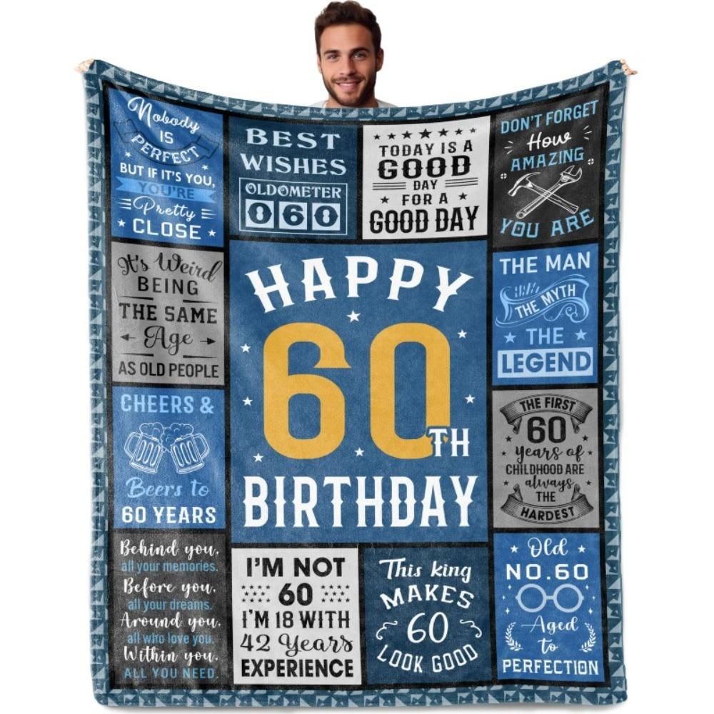 80. Geburtstag Geschenkdecke Druck Weiche und Bequeme Flanelldecke für Sofa Bett Wohnzimmer