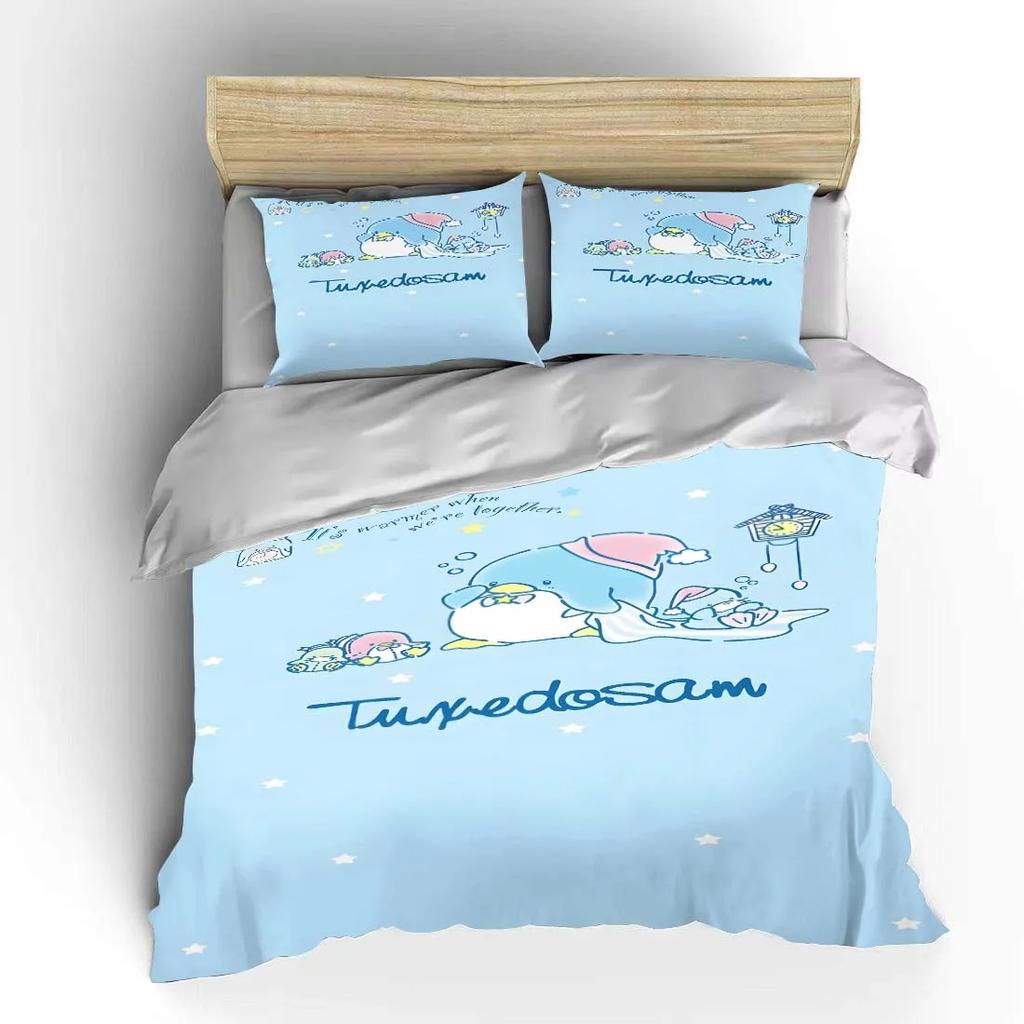 Tuxedo Sam Sanrio Bedding Set Hello Kitty Children Fashion 3 Pieces Set King Size Bed Set US Twin Adult Bed Cover Bedroom Duvet