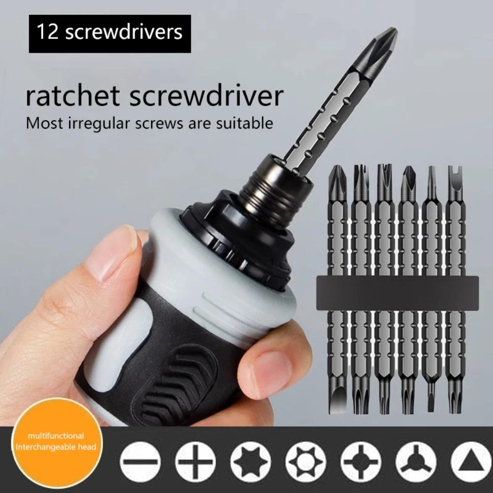 Highly Durable Short Handle Radish Head Ratchet Screwdriver Set Dual-Purpose