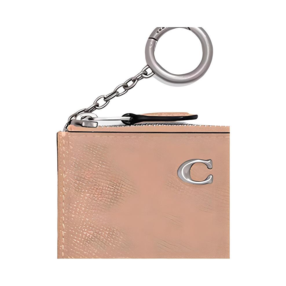 Coach Skinny Id Case 11 Logo Zipper Closure Crossgrain Leather Card Holder Women Accessories Silver Light-Yellow CH810-LHWFT