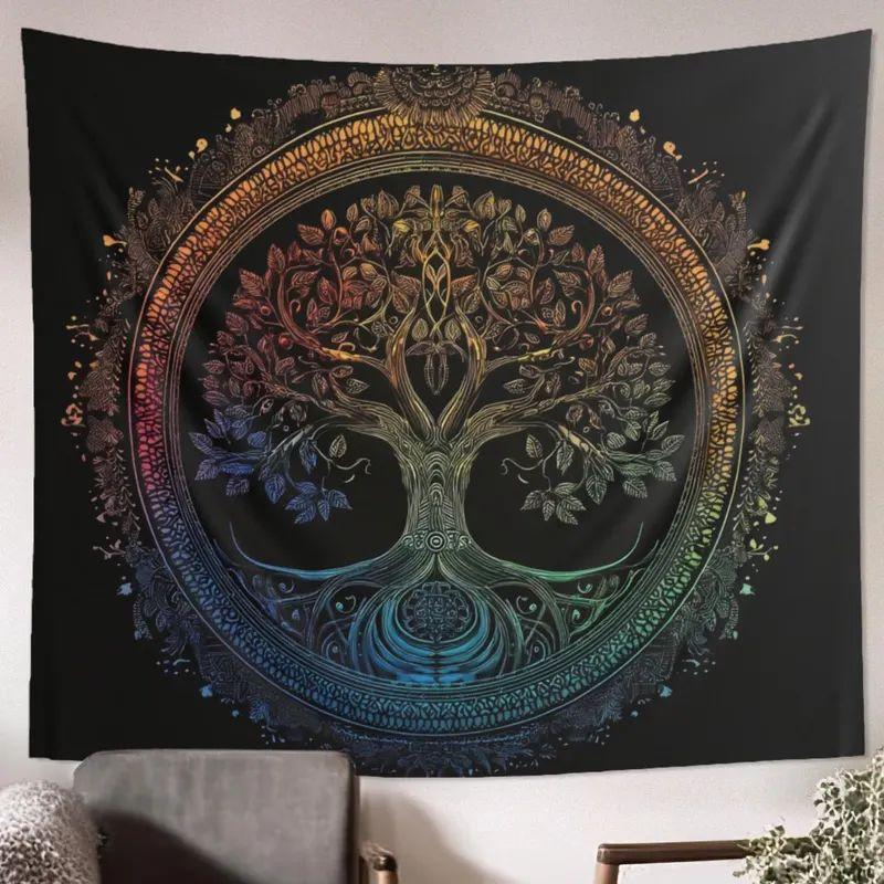 Electric Yggdrasil Psychedelic Tree Tapestry 75x100