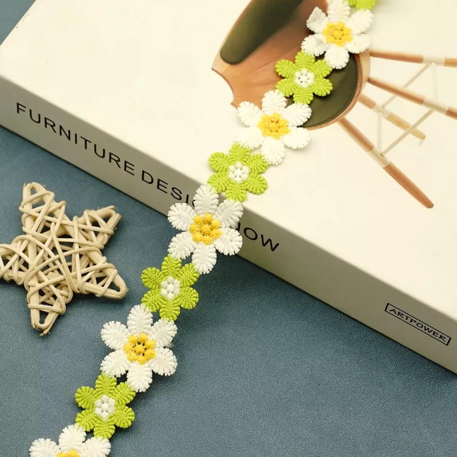 5yard Water soluble sunflower embroidery lace trim diy collar clothing accessories skirt edge decoration lace for sewing clothes