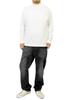 One Colors Men's Long Sleeve T-Shirt, Solid Color, Striped, Rib Knit, High Neck, Size 2L, White