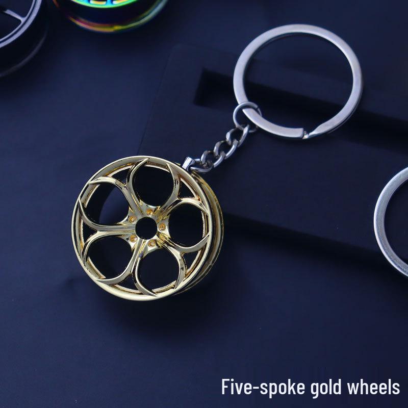 Motorcycle Wheel Keychain Pendant - Creative Laser-Printed Metal Hub