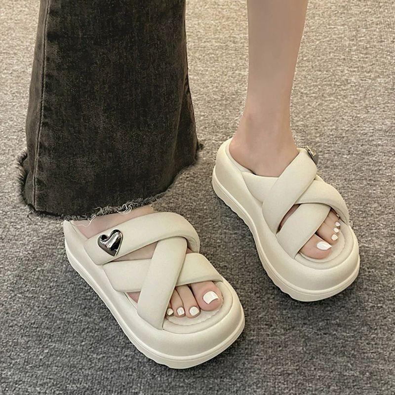 Fashion Shoes Women Slippers For Swimming Pool Pantofle Slides Platform Soft Beach 2025 Summer Casual Leisure Shoes House Slippers Plat