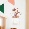 Switch Plate Stickers Cute Rabbit Flower Cartoon Wall Decor for Living Room Bedroom Self Adhesive Peel and Stick Removable Waterproof
