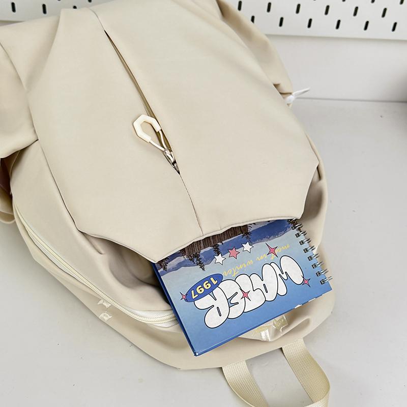 Student Schoolbag Men's Large Capacity Backpack Women's Solid Color Backpack