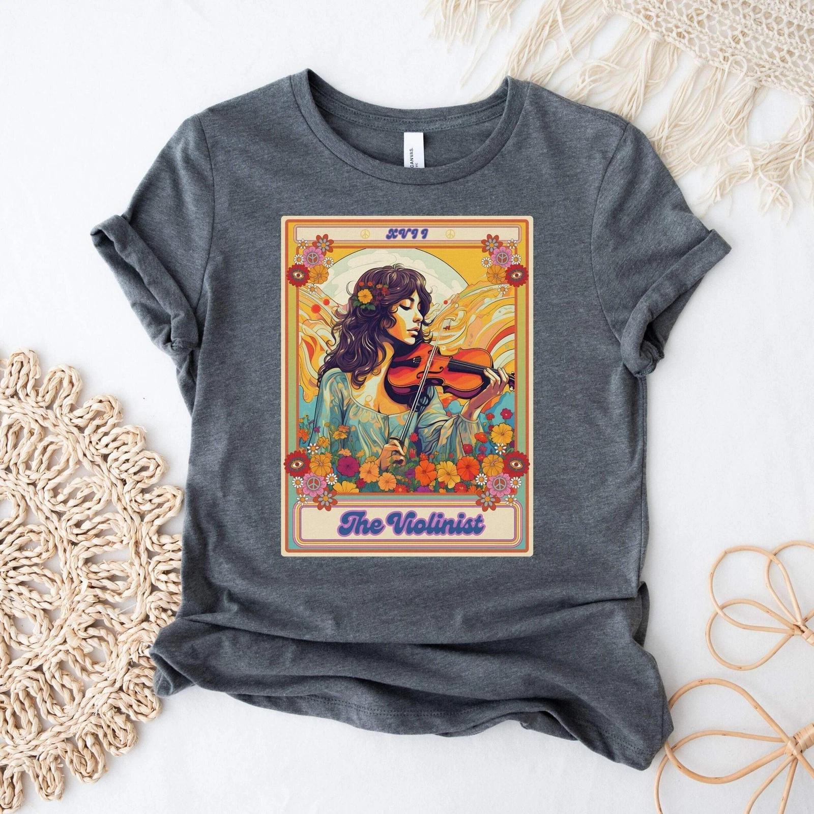 The Violinist Tarot Card Shirt, Violin Player 4XL