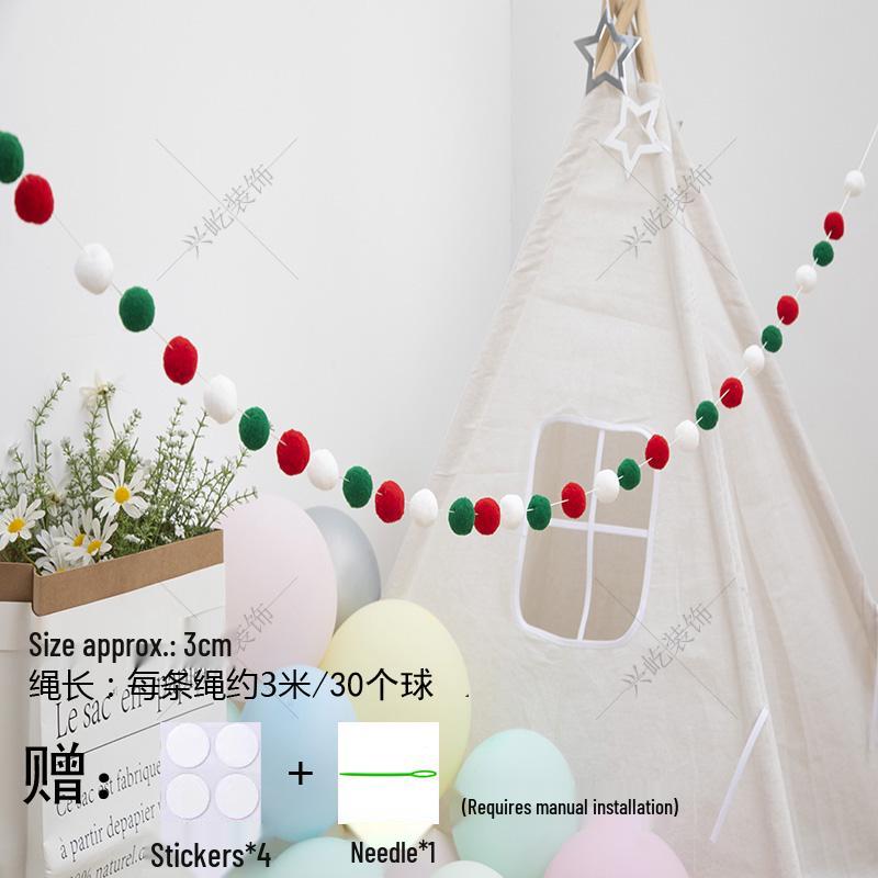 Children’s Room Pompon Bunting Decoration - Birthday Party Tent Backdrop Ornament