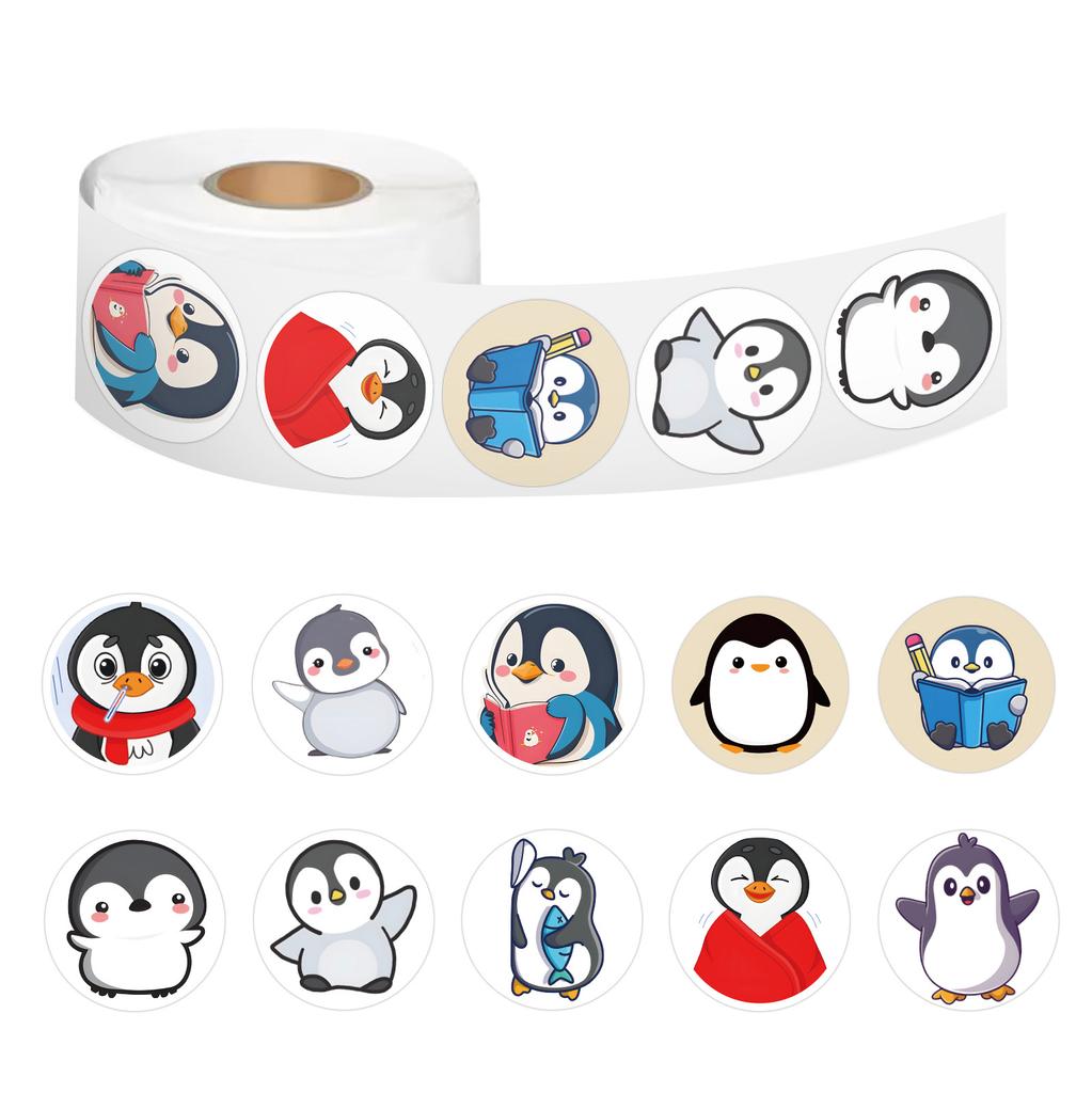 500 Aufkleber/Rolle Pinguin Tieraufkleber Niedliche Kinder DIY Koffer Roller Wasserbecher Rollenaufkleber