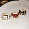 Vintage Red Enamel Drip Oil Open Rings For Women Girls Fashion Metal Irregular Patterned Adjustable Finger Ring Jewelry Gifts