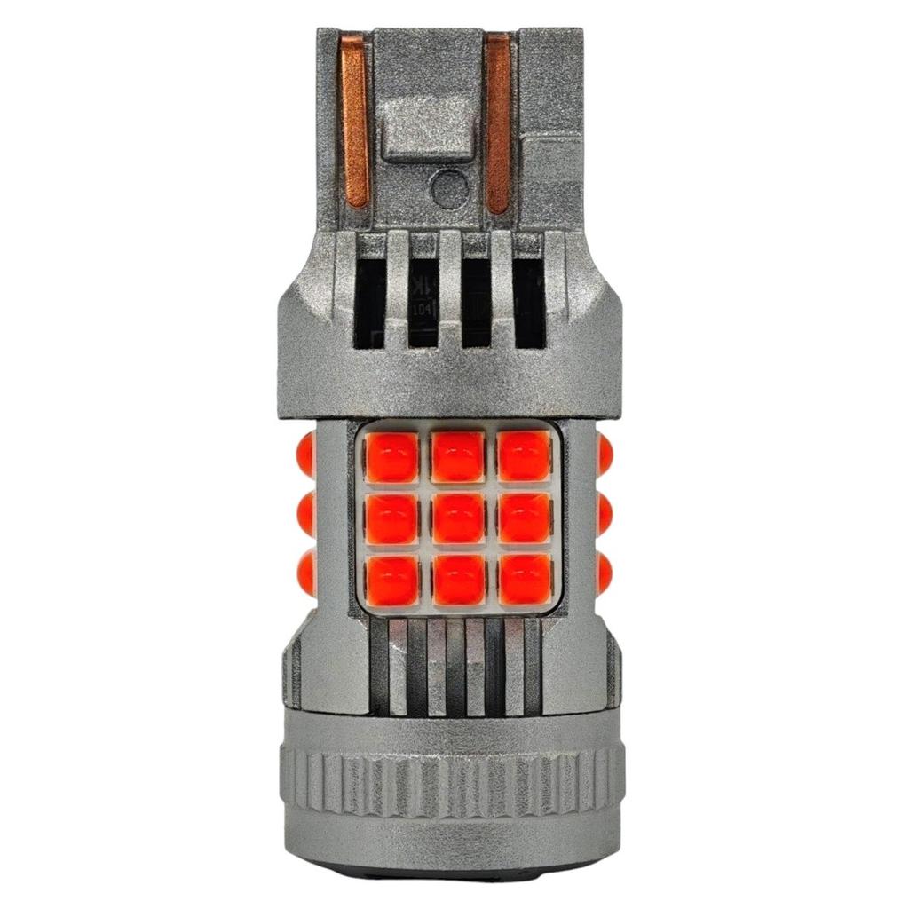 2 szt W21/5W żarówka LED 7443 12-24V bez błędu 2200lm czerwona