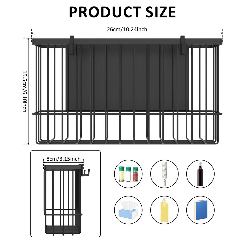 Magnetic Basket Organizer Black Mesh Holder Magnetic Book Shelf Strong Magnetic for Fridge Refrigerator Office File Foil Home
