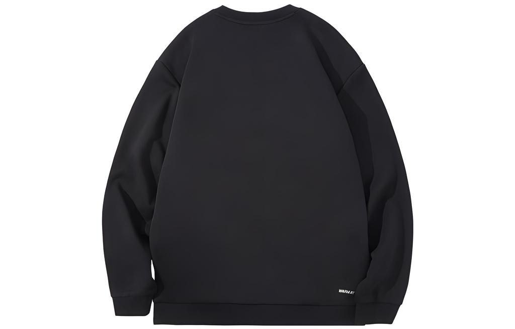 Li Ning Sports Life Collection Solid Color Logo Label Pullover Fleece Lined Thermal Sweatshirt Men's AWDTD87-1